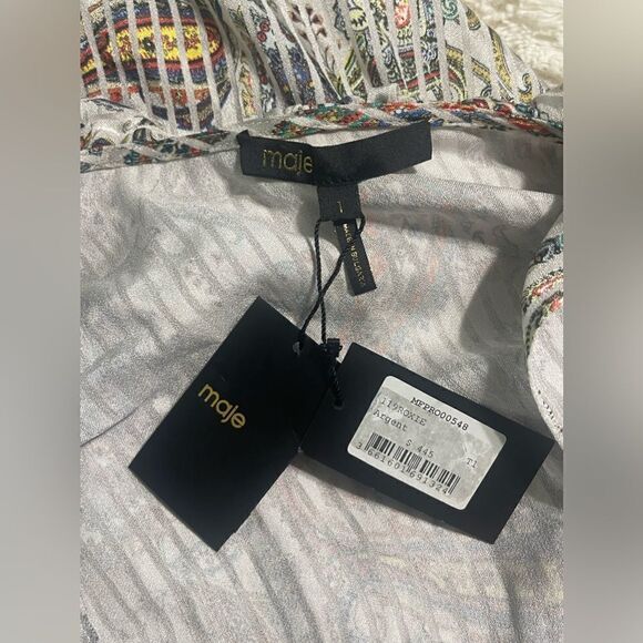 NWT Maje Roxie Ruffle Trim High/Low Wrap Dress in Multi/Silver size 1 or small - Picture 8 of 8